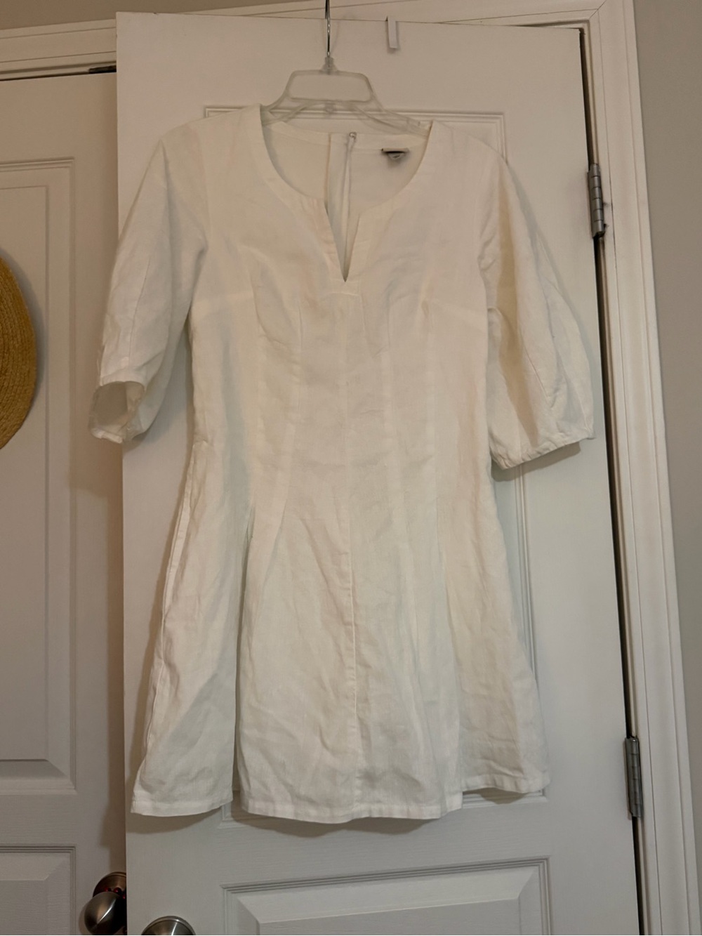 A New Day white cotton and linen dress with pockets, size 2 - Picture 4 of 4